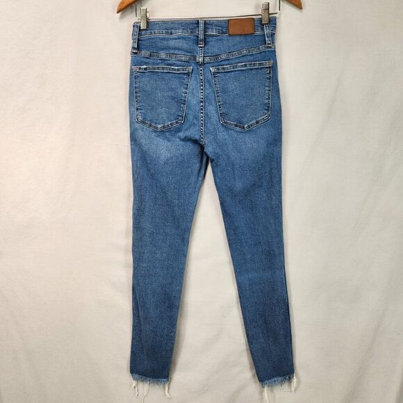 Madewell 10" High Rise Skinny Jeans Womens 27 Raw Hem Button Fly Ankle Denim - Picture 2 of 10